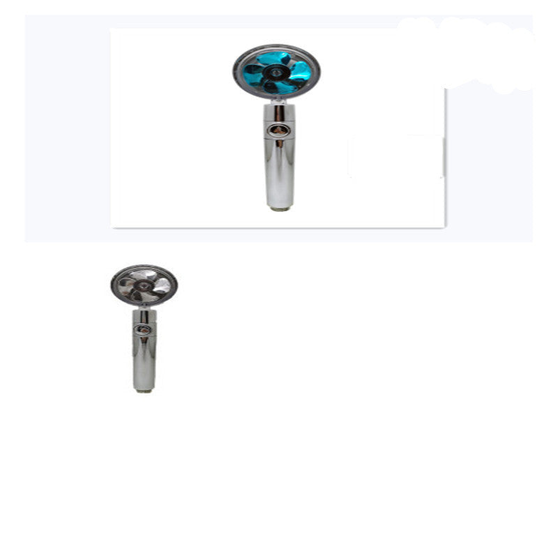 Propeller Driven High Pressure Shower Head – Turbocharged Handheld Nozzle with Stop Button & Cotton Filter