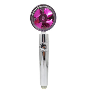 Propeller Driven High Pressure Shower Head – Turbocharged Handheld Nozzle with Stop Button & Cotton Filter