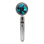 Propeller Driven High Pressure Shower Head – Turbocharged Handheld Nozzle with Stop Button & Cotton Filter