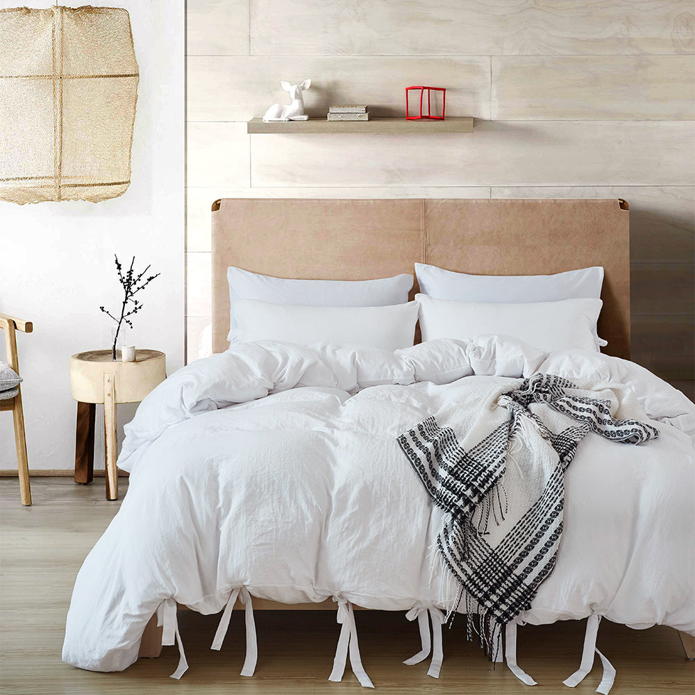 Solid Color Tape Bedding Set – Soft, Stylish & Durable Bed Sheet & Pillowcase Set