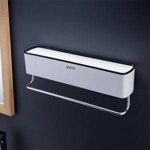 Bathroom Wall Shelf with Toothpaste Cups – No-Drill Ceramic Tile Storage Organizer