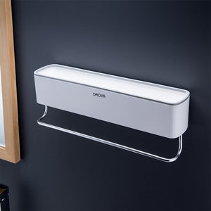 Bathroom Wall Shelf with Toothpaste Cups – No-Drill Ceramic Tile Storage Organizer