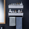 Bathroom Wall Shelf with Toothpaste Cups – No-Drill Ceramic Tile Storage Organizer