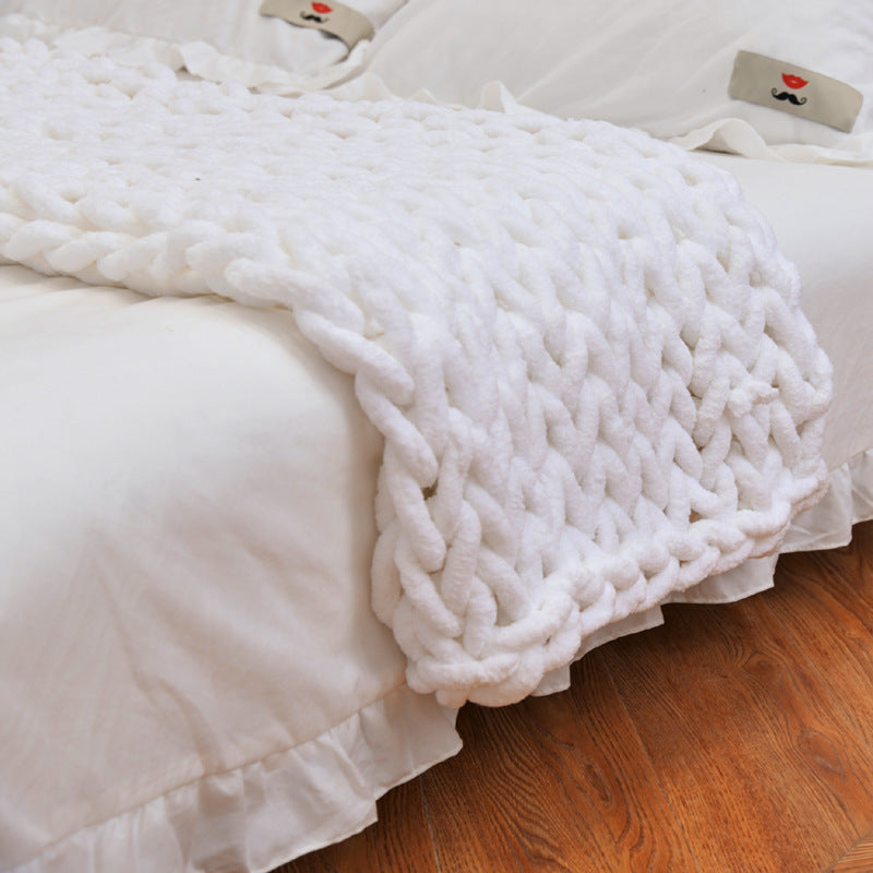 Handmade Chenille Knitted Sofa Blanket – Coarse Yarn, Soft & Stylish Sofa Cover Throw