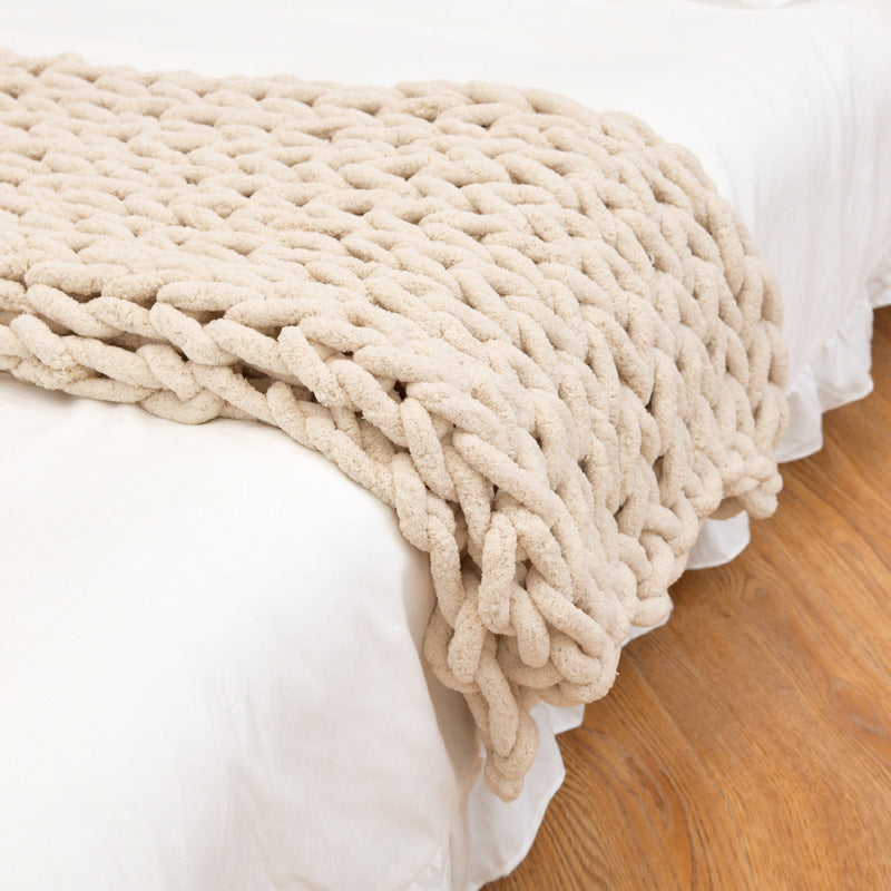 Handmade Chenille Knitted Sofa Blanket – Coarse Yarn, Soft & Stylish Sofa Cover Throw