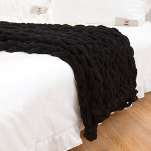 Handmade Chenille Knitted Sofa Blanket – Coarse Yarn, Soft & Stylish Sofa Cover Throw