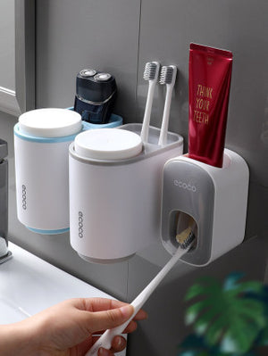 Wall Mounted Automatic Toothpaste Dispenser & Holder – Hands-Free Bathroom Accessories Set