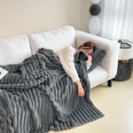 Soft Bubble Velvet Rabbit Fur Blanket – Double-Sided Thick, Warm & Luxurious Throw