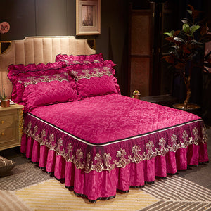 Detachable Skirt-Style Non-Slip Bed Cover – Dustproof, Stylish & Easy-to-Maintain Bedding Protector