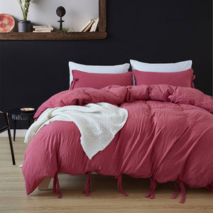 Solid Color Tape Bedding Set – Soft, Stylish & Durable Bed Sheet & Pillowcase Set