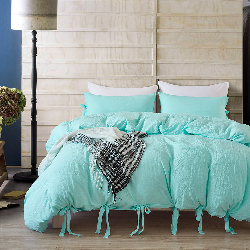 Solid Color Tape Bedding Set – Soft, Stylish & Durable Bed Sheet & Pillowcase Set