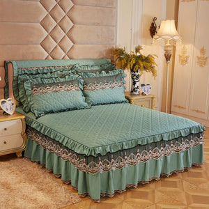 Quilted Lace Thickened Bed Skirt – Plus Cotton Bedspread for 1.8m Beds, Single Piece Simmons Cover