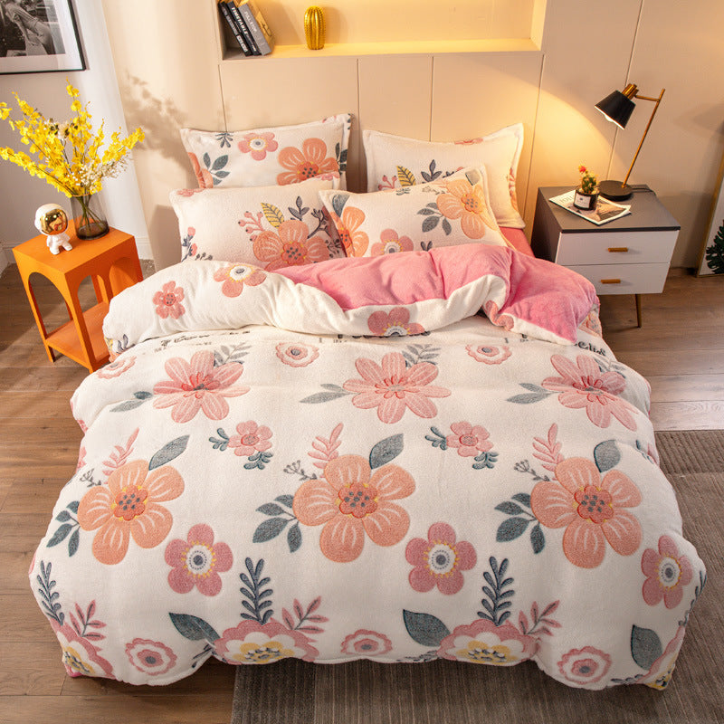 Four-Piece Milk Velvet Bedding Set – Soft, Warm & Cozy Velvet Bed Sheets