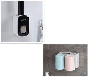 Wall Mounted Automatic Toothpaste Dispenser & Holder – Hands-Free Bathroom Accessories Set