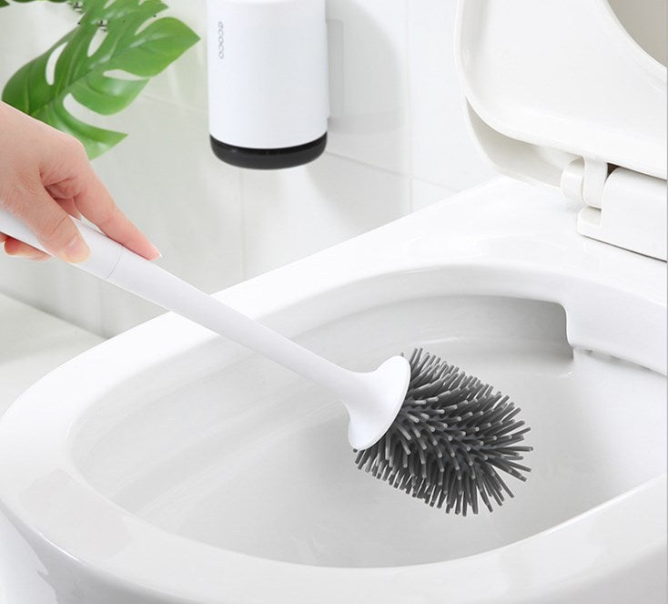 Non-Stick Hair Toilet Brush – Soft Silicone Plastic Head, Deep Cleaning Bathroom Tool
