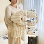 Soft Bubble Velvet Rabbit Fur Blanket – Double-Sided Thick, Warm & Luxurious Throw