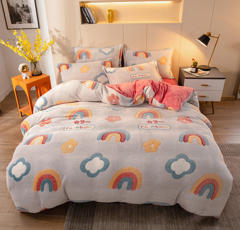 Four-Piece Milk Velvet Bedding Set – Soft, Warm & Cozy Velvet Bed Sheets