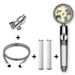 Propeller Driven High Pressure Shower Head – Turbocharged Handheld Nozzle with Stop Button & Cotton Filter