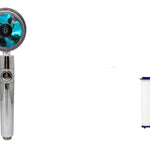 Propeller Driven High Pressure Shower Head – Turbocharged Handheld Nozzle with Stop Button & Cotton Filter