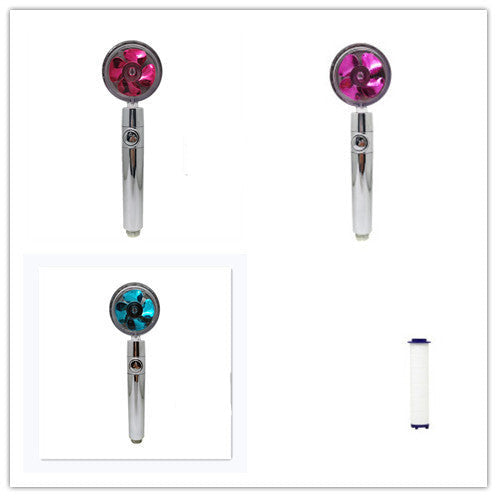 Propeller Driven High Pressure Shower Head – Turbocharged Handheld Nozzle with Stop Button & Cotton Filter