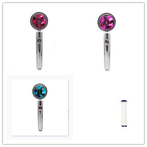 Propeller Driven High Pressure Shower Head – Turbocharged Handheld Nozzle with Stop Button & Cotton Filter