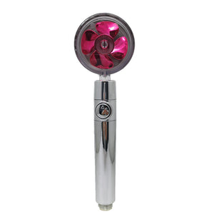 Propeller Driven High Pressure Shower Head – Turbocharged Handheld Nozzle with Stop Button & Cotton Filter