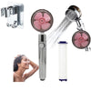 Propeller Driven High Pressure Shower Head – Turbocharged Handheld Nozzle with Stop Button & Cotton Filter