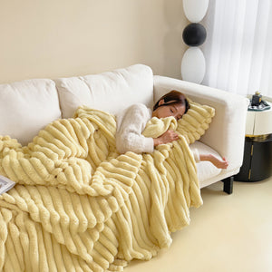 Soft Bubble Velvet Rabbit Fur Blanket – Double-Sided Thick, Warm & Luxurious Throw