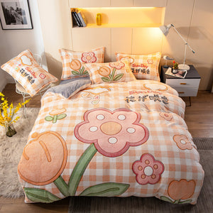 Four-Piece Milk Velvet Bedding Set – Soft, Warm & Cozy Velvet Bed Sheets