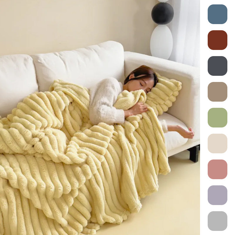 Soft Bubble Velvet Rabbit Fur Blanket – Double-Sided Thick, Warm & Luxurious Throw