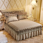 Quilted Lace Thickened Bed Skirt – Plus Cotton Bedspread for 1.8m Beds, Single Piece Simmons Cover