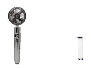 Propeller Driven High Pressure Shower Head – Turbocharged Handheld Nozzle with Stop Button & Cotton Filter