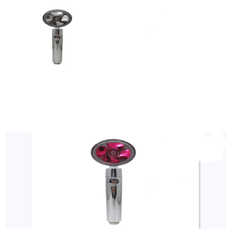 Propeller Driven High Pressure Shower Head – Turbocharged Handheld Nozzle with Stop Button & Cotton Filter