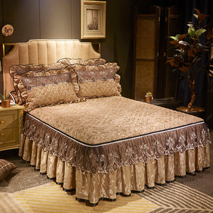 Detachable Skirt-Style Non-Slip Bed Cover – Dustproof, Stylish & Easy-to-Maintain Bedding Protector
