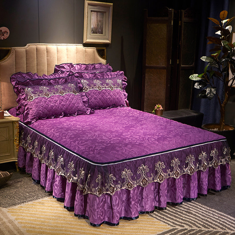 Detachable Skirt-Style Non-Slip Bed Cover – Dustproof, Stylish & Easy-to-Maintain Bedding Protector