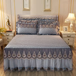 Quilted Lace Thickened Bed Skirt – Plus Cotton Bedspread for 1.8m Beds, Single Piece Simmons Cover